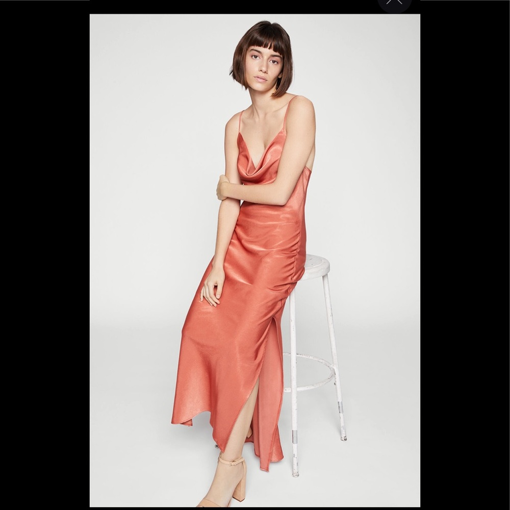 NWT Satin cowl neck maxi dress with tie back.SOLD
